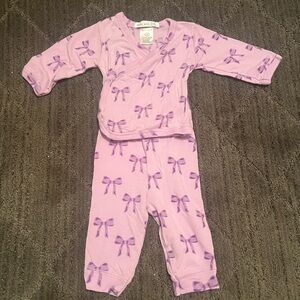 Baby Girl Purple Bow Matching Set 0-3M